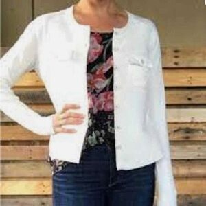 White CAbi 5145 Fencing Cardigan Sweater